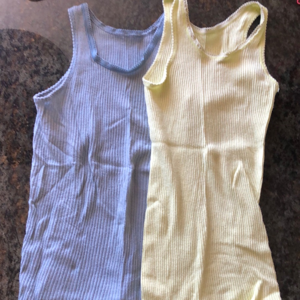 2 cotton tanks, powder blue and key lime